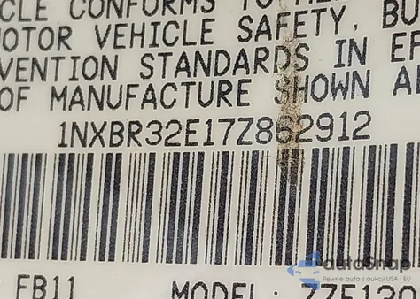 2007 Toyota Corolla Le from USA, damaged, VIN 1NXBR32E17Z862912